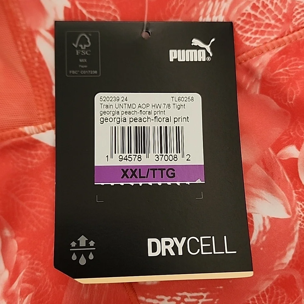 PUMA Train Untmd High-Waist 7/8 Tights Georgia Peach Fiery Coral Floral Print